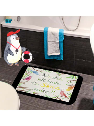 Mr. & Mrs. Panda Badezimmerteppich Vögel Sonne mit Spruch in Bunt