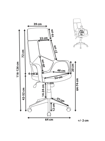 Beliani Bürostuhl DELIGHT in Grün/Weiß - (W) 64 x (H) 116 x (L) 64 cm