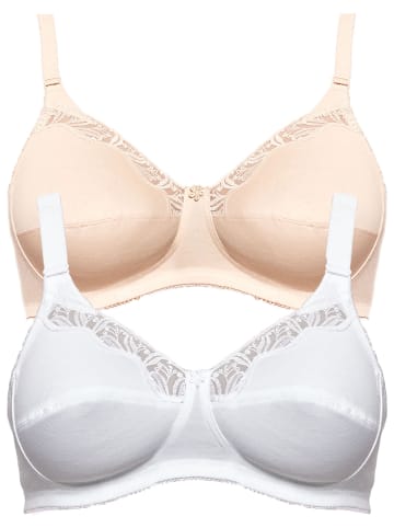 SUSA 2er Pack BH ohne Bügel Cotton in Haut Weiss