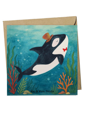 Mr. & Mrs. Panda Grußkarte Orca Zylinder Design ohne Spruch in Weiß
