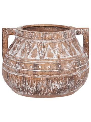 Beliani Outdoor Blumentopf VARIEGATUM in Braun/Beige - (W) 27 x (H) 27 x (L) 27 cm