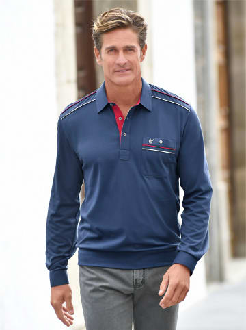 WITT WEIDEN Langarm-Poloshirt in blau