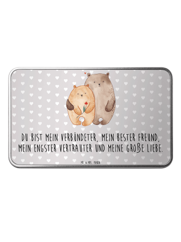 Mr. & Mrs. Panda Metalldose rechteckig Bären Liebe mit Spruch in Grau Pastell