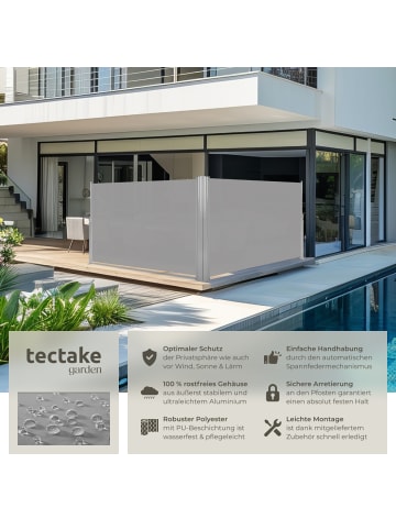 tectake Aluminium Doppel-Seitenmarkise  160 x 600 cm, grau
