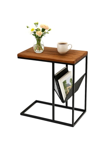 relaxdays Beistelltisch in Braun/ Schwarz - (B)30 x (H)63 x (T)51 cm