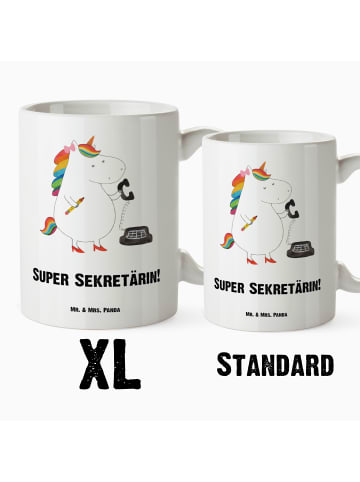 Mr. & Mrs. Panda Haferl Einhorn Sekretärin mit Spruch in Weiß