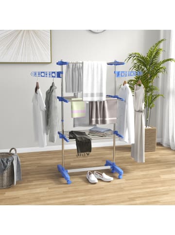 HOMCOM Wäscheständer-142L x 55B x 152H cm-Blau