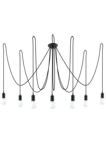 Nice Lamps Hängleuchte SPIDER 7 in Schwarz mit langem PVC-geflochtenes Kabel E27 NICE LAMPS