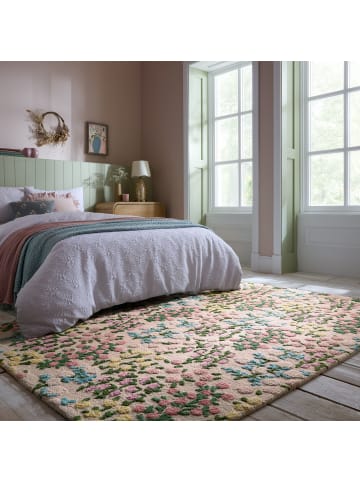 KADIMA DESIGN Wollteppich Floral Muster, Naturmotive, Schlafzimmer in Multicolor-Rosa
