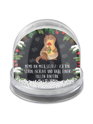 Mr. & Mrs. Panda Schneekugel Weihnachten Otter Blumenstrauß mit ... in Kreidetafel