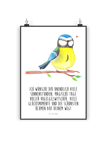 Mr. & Mrs. Panda Bild Vogel Blaumeise mit Spruch in Weiß