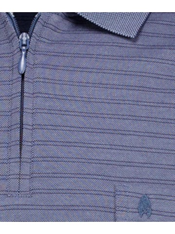 Ragman Fineliner-Poloshirt mit Reissverschluss, Langarm in Blau
