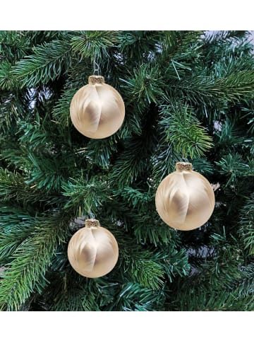 JACK 18 tlg. Set Glas Eislack Weihnachtsbaumkugeln in Champagner