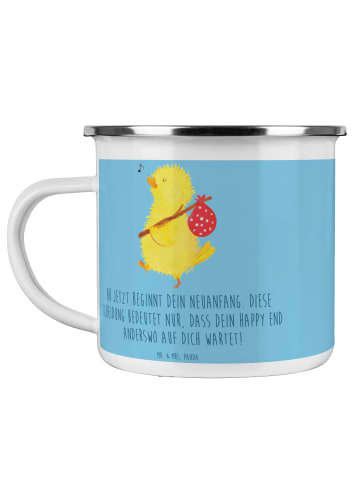 Mr. & Mrs. Panda Camping Emaille Tasse Neuanfang Scheidung mit S... in Sky Blue