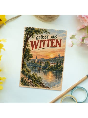 Grußkarte Witten nostalgisch Design mit Spruch in Weiß