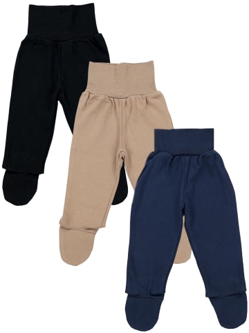 TupTam Baby Jungen Strampelhose mit Fuß 3er Pack in braun/schwarz