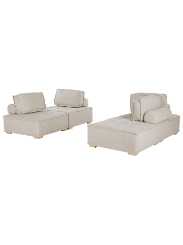 Beliani 4-tlg Modulsofa TIBRO in Beige/Heller Holzfarbton