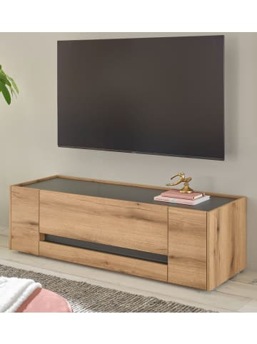 Furn.Design TV-Lowboard Eiche Evoke, grau 140 cm, TV-Unterteil mit Doppelschubkasten