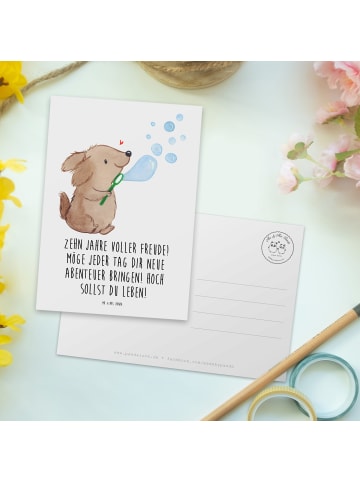 Mr. & Mrs. Panda Postkarte 10. Geburtstag Freude mit Spruch in Weiß