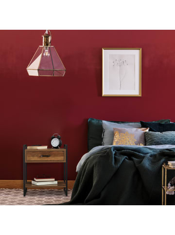 relaxdays 2 x Nachttisch in Holzoptik/Schwarz - (B)43 x  (H)50 x (T)37 cm