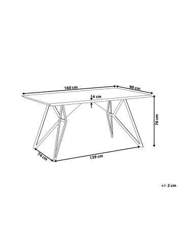 Beliani Esszimmertisch BUSCOT in Grau/Schwarz - (W) 90 x (H) 76 x (L) 160 cm