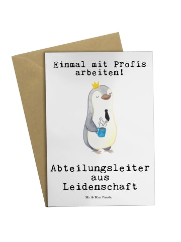 Mr. & Mrs. Panda Grußkarte Abteilungsleiter Leidenschaft mit Spruch in Weiß