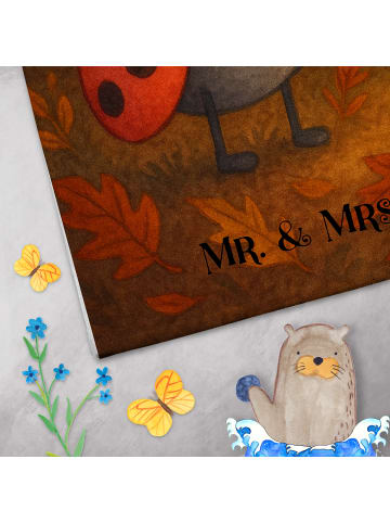 Mr. & Mrs. Panda Handtuch Smörle Laterne Design mit Spruch in Weiß