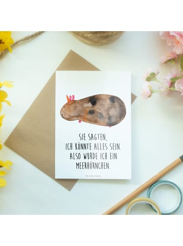 Mr. & Mrs. Panda Glückwunschkarte Einhorn Meerschweinchen mit Sp... in Weiß