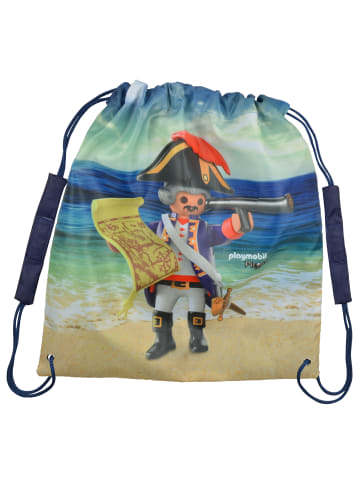 United Labels Playmobil Piraten Turnbeutel mit Kordelzug 38 x 35 cm in blau