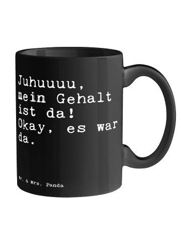 Mr. & Mrs. Panda Tasse Juhuuuu, mein Gehalt ist... mit Spruch in Schwarz