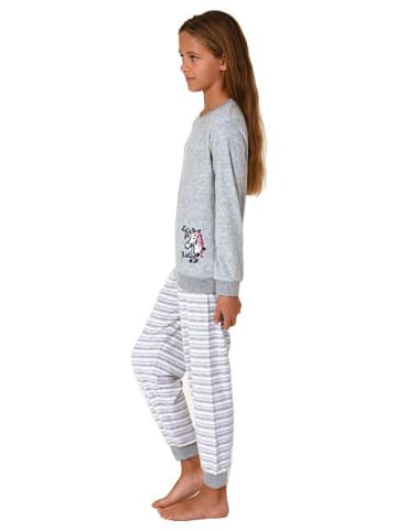 NORMANN Schlafanzug Frottee Pyjama Bündchen und Streifen - 82513 in rosa