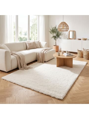 Pergamon Hochflor-Teppich Aloha in weiß