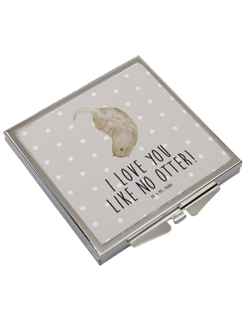 Mr. & Mrs. Panda Schminkspiegel Otter Kopfüber mit Spruch in Grau Pastell
