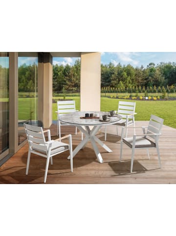 Beliani Runder Tisch MALETTO in Weiß/Grau - (W) 120 x (H) 75 x (L) 120 cm