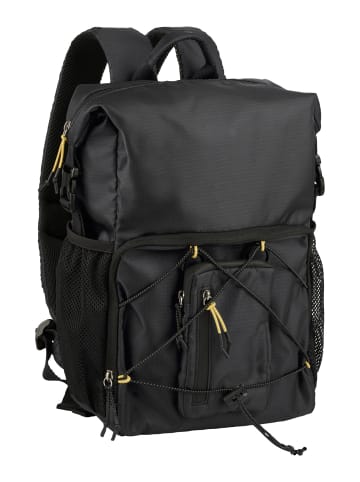 Camel Active Shores Rolltop Rucksack mit gepolsterten Schulterriemen in Schwarz
