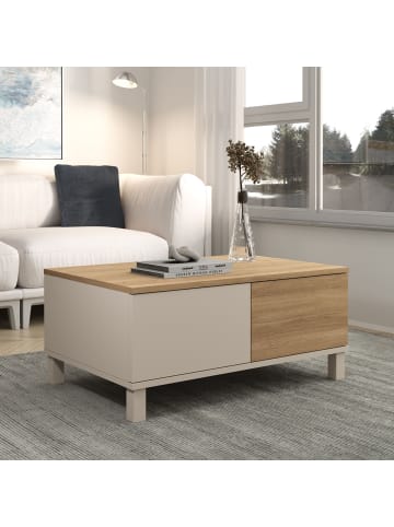 CALICOSY Couchtisch KORA in Beige - (W)90  x (H)40  x (L)60 cm