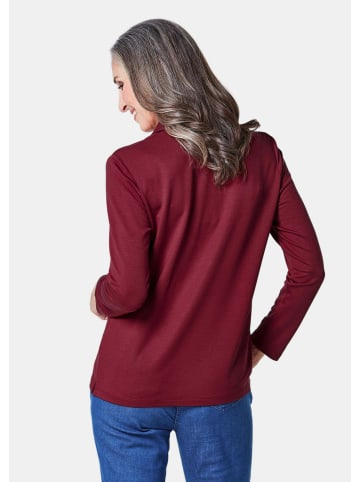 GOLDNER Kurzgröße:  Poloshirt Langarm Poloshirt mit Schmuckband in dunkelrot