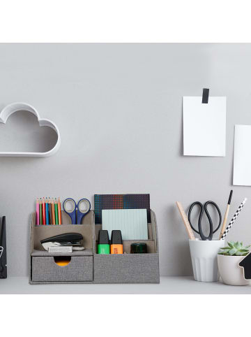 Schreibtisch-Organizer "Leinenoptik" in Grau