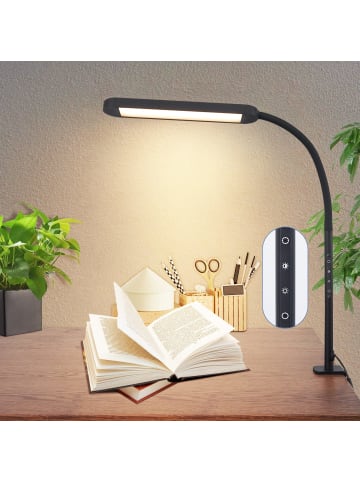 ZMH Tischleuchte LED in schwarz Flexibel Klemmleuchte 3000-6500K dimmbar 11W