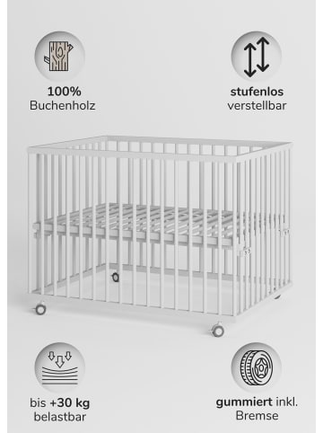 Sämann Sämann Laufgitter mit Lattenrost & Matratze Basic - weiß - Premium Kollektion