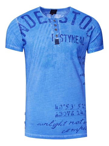 Rusty Neal Rundhals T-Shirt mit Front & Back Prints in Sax
