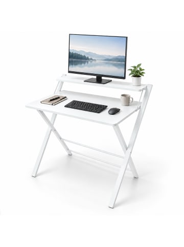 relaxdays Schreibtisch in Weiß - (B)70 x (H)82 x (T)56 cm