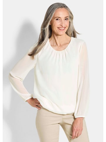 GOLDNER Jerseybluse mit Falten-Details in cremeweiß