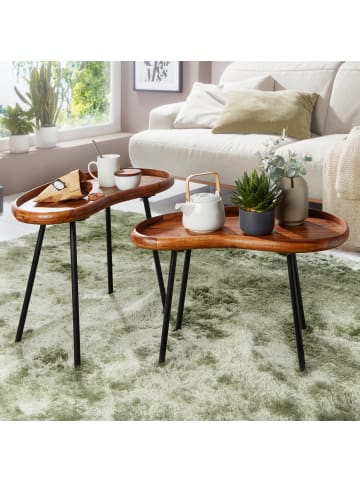 FineBuy Beistelltisch in Braun / Sheesham / 40x71x51