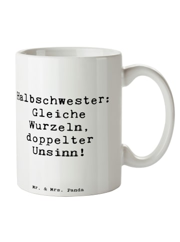 Mr. & Mrs. Panda Tasse Halbschwester Unsinn mit Spruch in Weiß