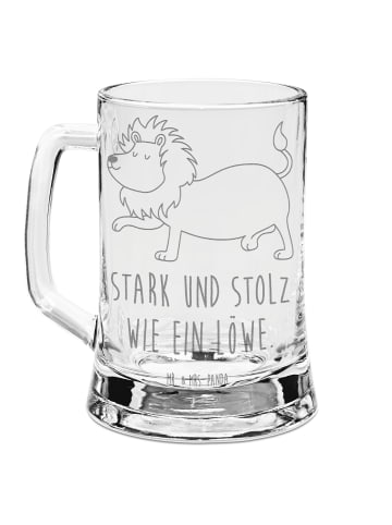 Mr. & Mrs. Panda Gravur Bierkrug Sternzeichen Löwe mit Spruch in Transparent