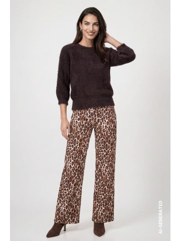 monari Strickpullover mit Plüsch in black coffee