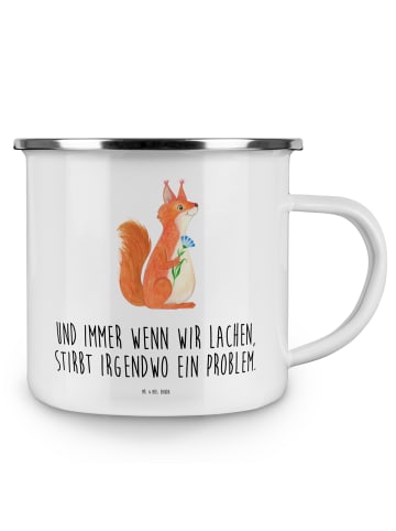 Mr. & Mrs. Panda Reisebecher Eichhörnchen Blume mit Spruch in Weiß