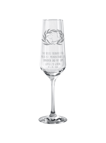 Mr. & Mrs. Panda Sektglas Hund Blumen mit Spruch in Transparent