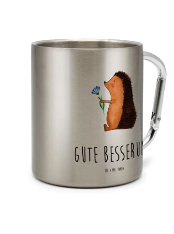 Mr. & Mrs. Panda Tasse Igel Blumen mit Spruch in Silber